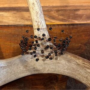 Handmade Black Beaded Copper Wire Bracelet